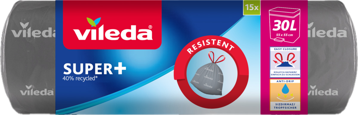 Bild 1 von Vileda Super+ Müllbeutel mit Zugband 30 l