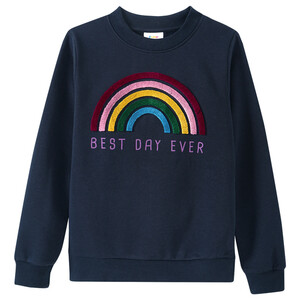 Mädchen Sweatshirt mit Regenbogen-Applikation