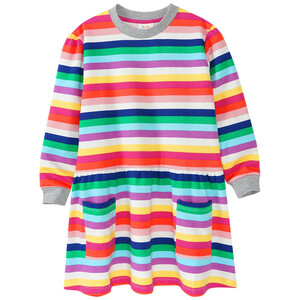 Mädchen Sweatkleid in bunten Regenbogenfarben