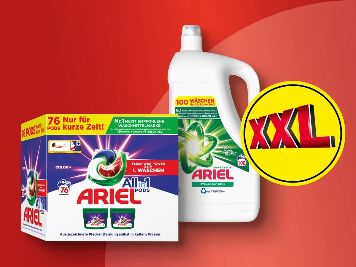 Ariel Waschmittel 76/100 Wäschen, 76 Stück/5 l von Lidl ansehen!