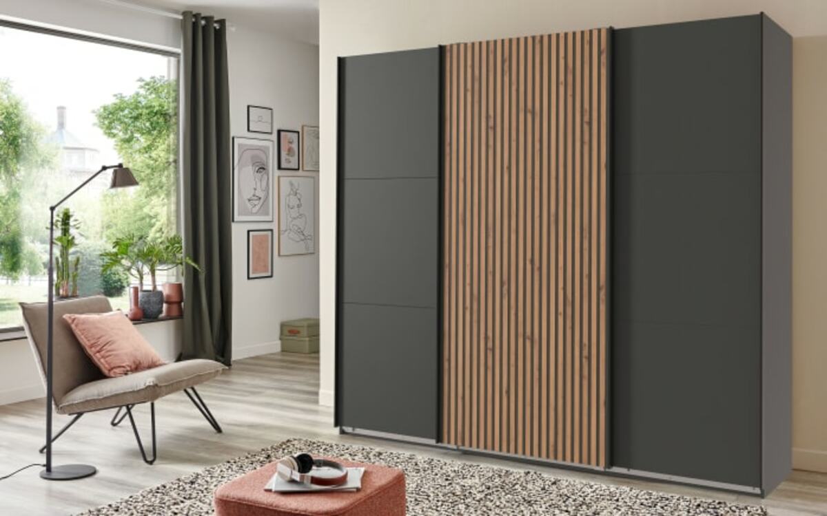 Bild 1 von wimex - Schwebetürenschrank Andorra, graphit, Artisan-Eiche, 250 x 216 cm