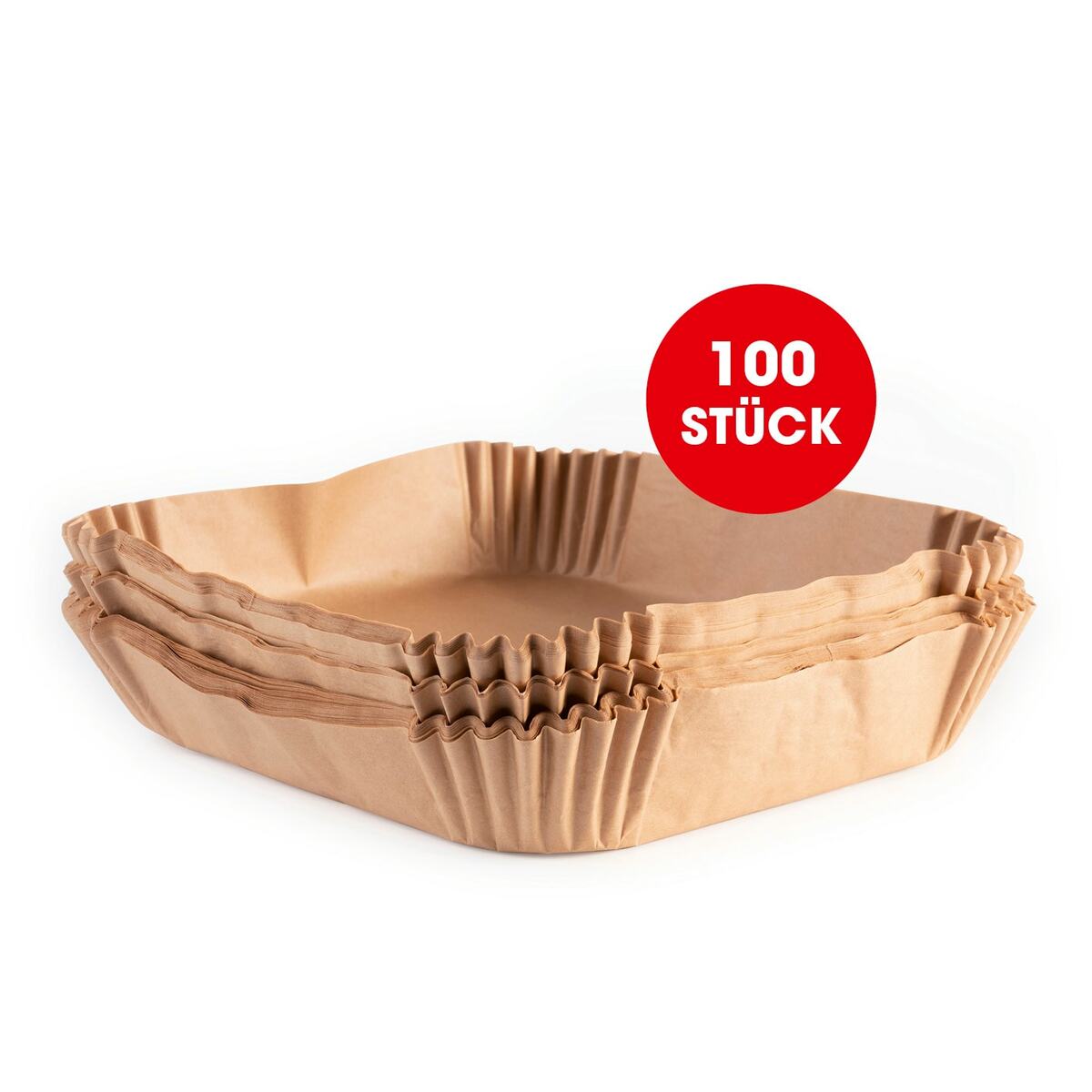 Bild 1 von GOURMETmaxx Backpapier-Schalen für Heißluft-Fritteusen 100er-Set 20x20x4,5cm braun
