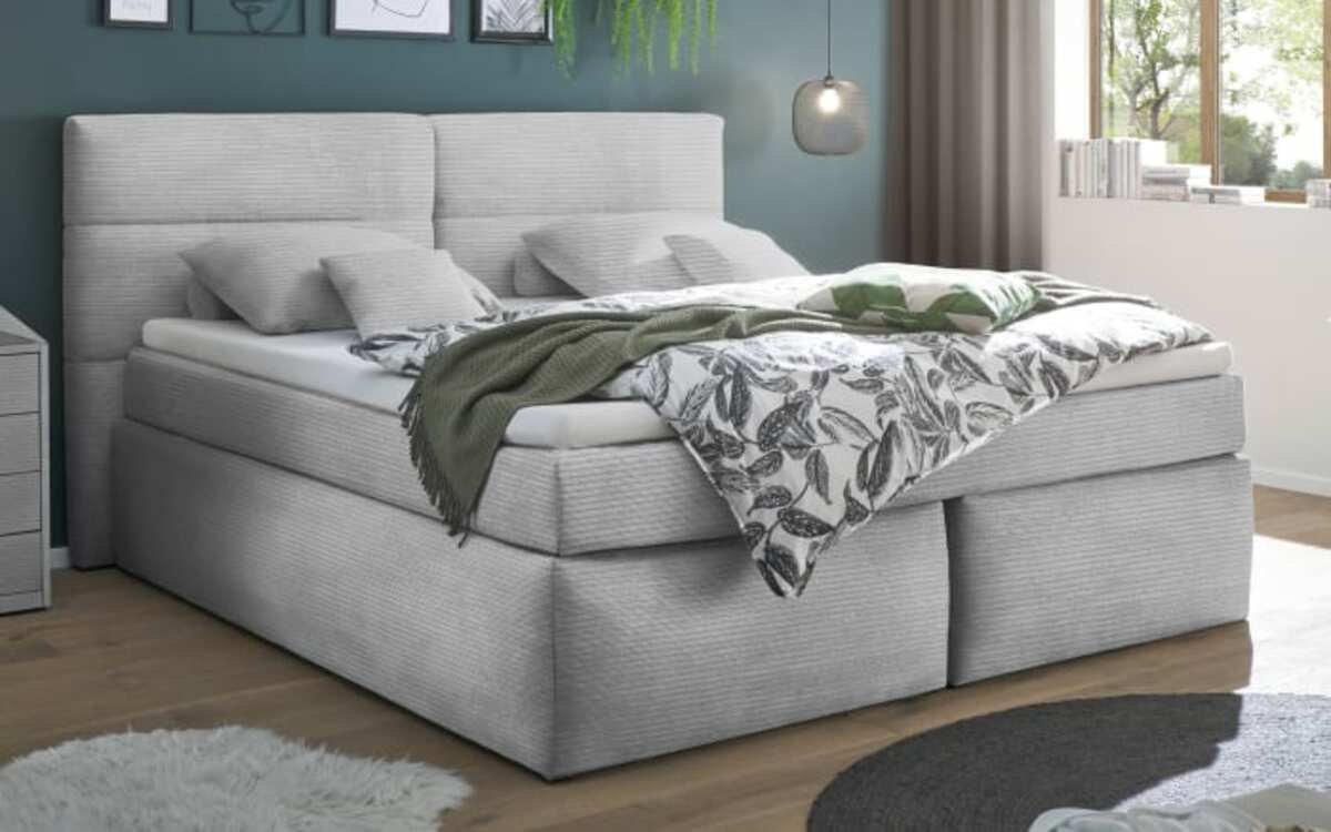 Bild 1 von Boxspringbett Omaha, grau, 200 x 200 cm