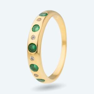 Ring 925 Silber vergoldet Smaragd+Zirkon