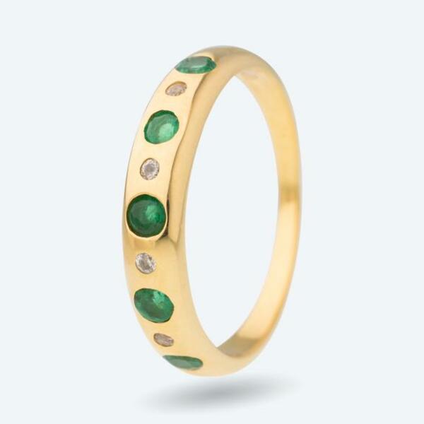 Bild 1 von Ring 925 Silber vergoldet Smaragd+Zirkon