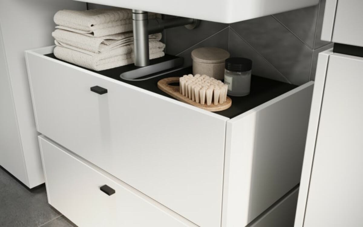 Bild 4 von Germania - Waschbeckenunterschrank Modesto, weiß, Absetzung graphit