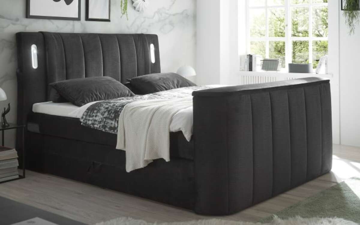 Bild 1 von Boxspringbett Houston 6, schwarz, 180 x 200 cm, inkl. TV-Lift