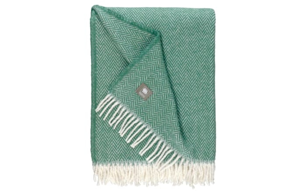 Bild 1 von Plaid mit Herringbone Muster, salbei, 140 x 200 cm