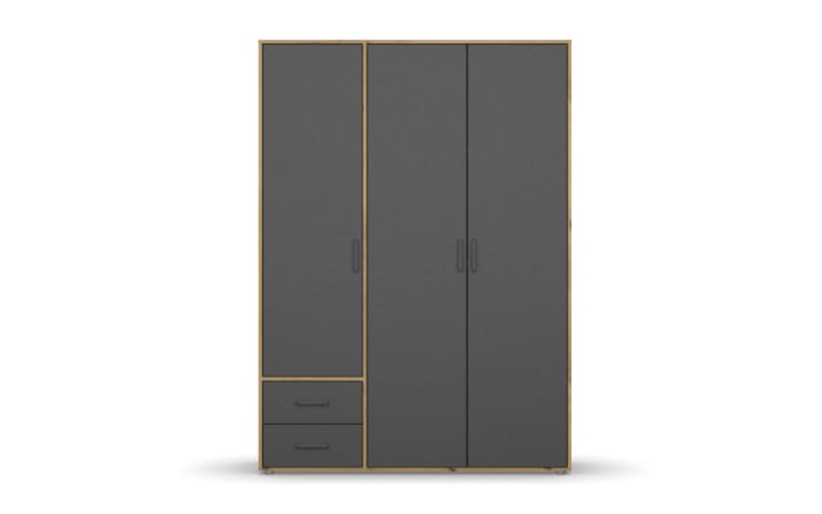 Bild 2 von Rauch - Drehtürenschrank Voyager, grau-metallic, 140 x 194 cm, inkl. 2 Schubkästen