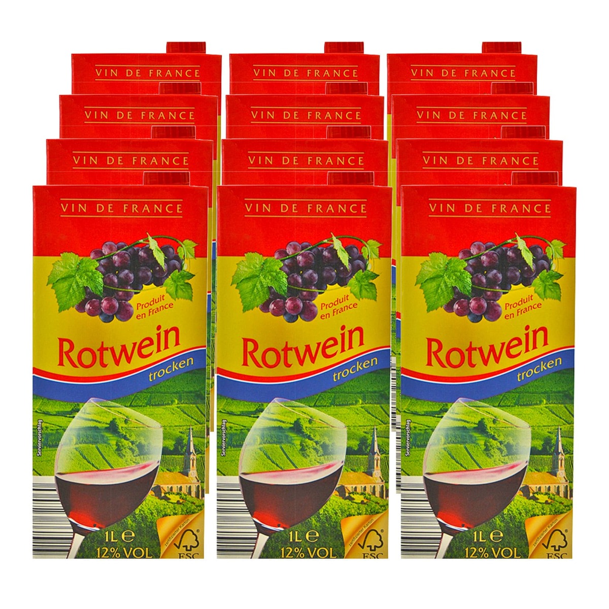 Bild 1 von Vin de France Rotwein 12,0 % vol 1 Liter, 12er Pack