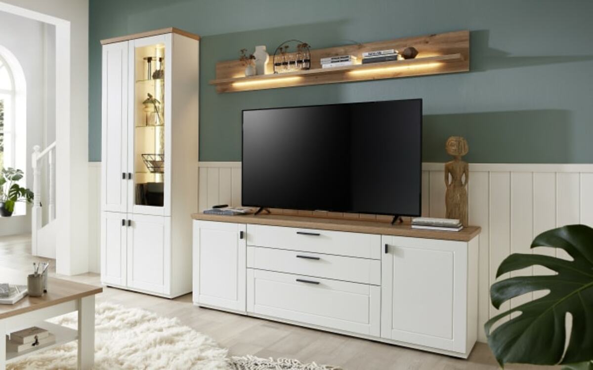 Bild 1 von Vito - Wohnwand Idamo, Alteiche Nachbildung, Tonweiss matt