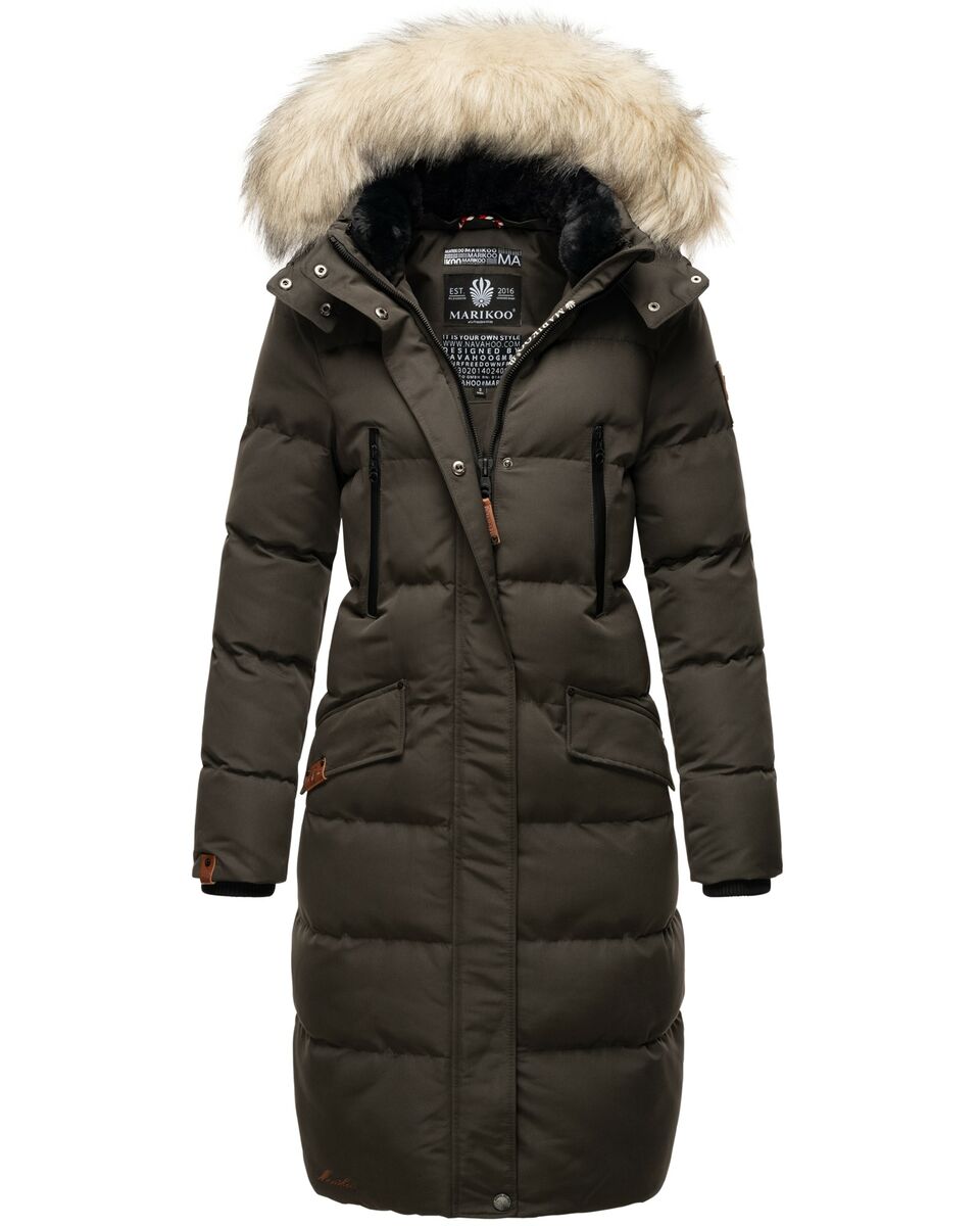 Bild 1 von MARIKOO Damen langer Winterjacke Stepp Parka mit abnehmbarer Kapuze Schneesternchen