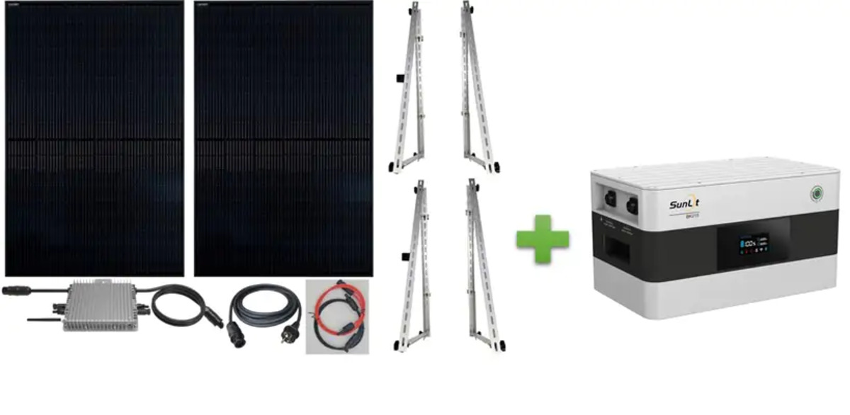 Bild 1 von Sunlit 800 Watt Easy Switch Balkonkraftwerk-Set inklusive Speicher 2150 kW
