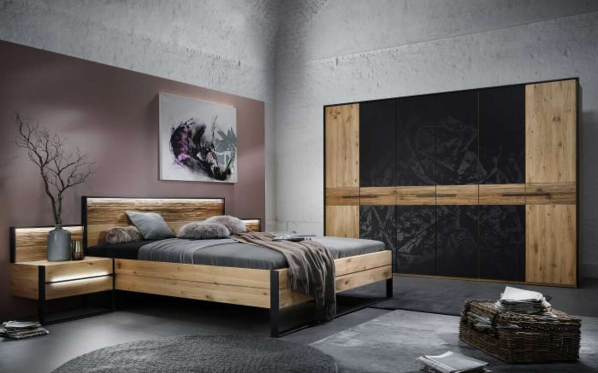 Bild 1 von Thielemeyer - Schlafzimmer Steel, Wildeiche gebürstet, 180 x 200 cm, Schrank 299 x 222 cm