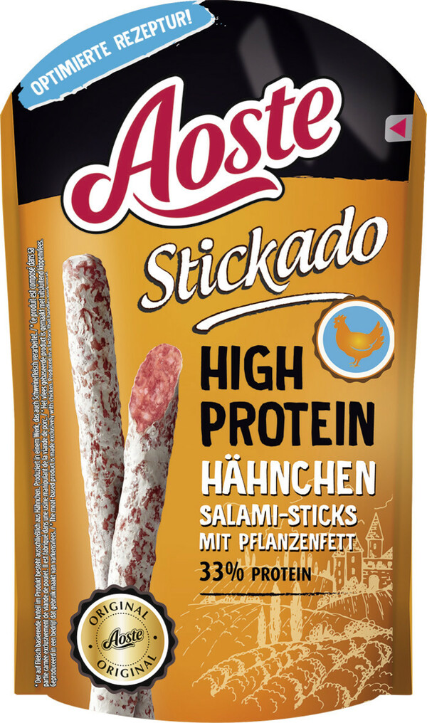 Bild 1 von Aoste Stickado High Protein Hähnchen Salami-Sticks 60G