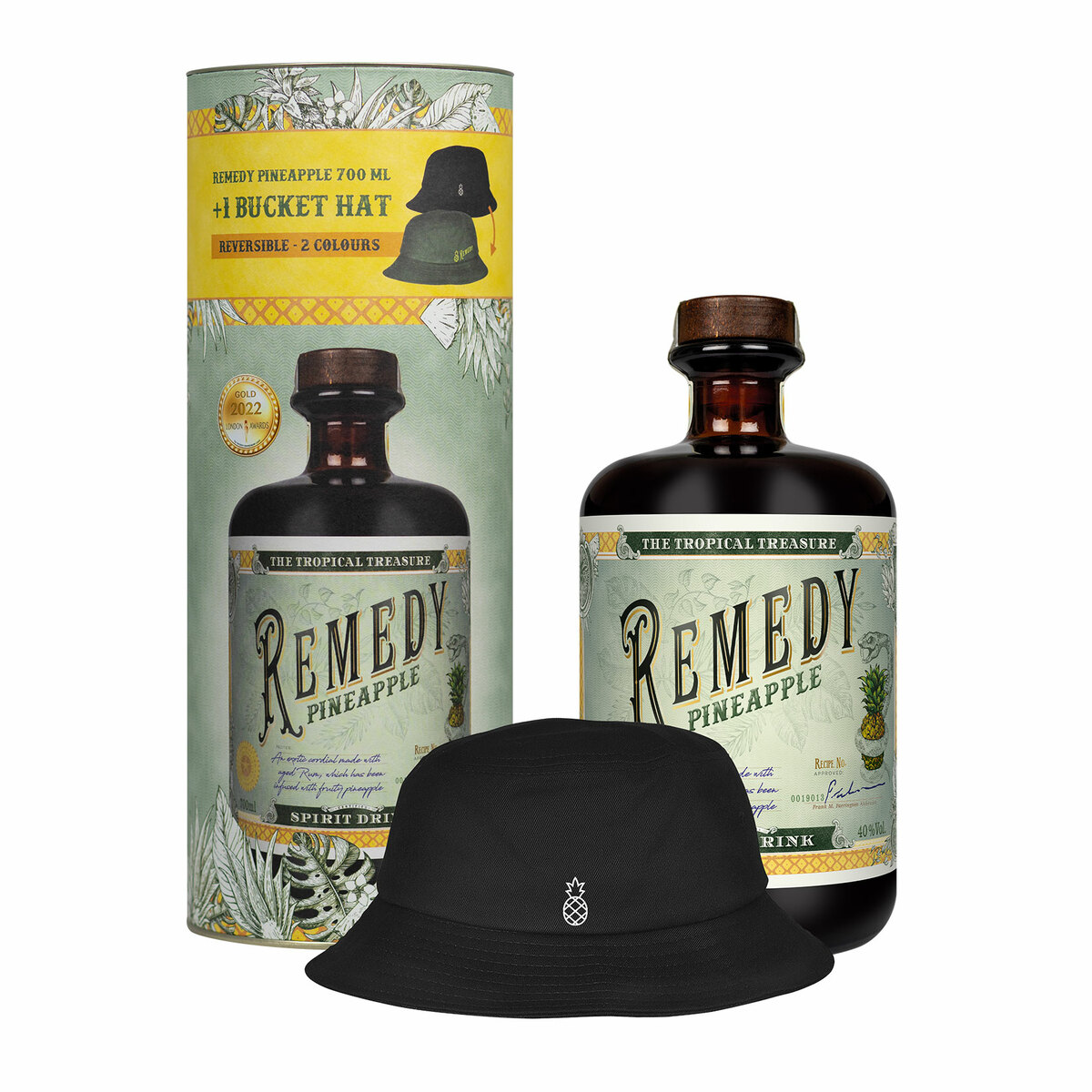 Bild 1 von Remedy Pineapple Bucket Hat Geschenkbox 40,0 % vol 0,7 Liter