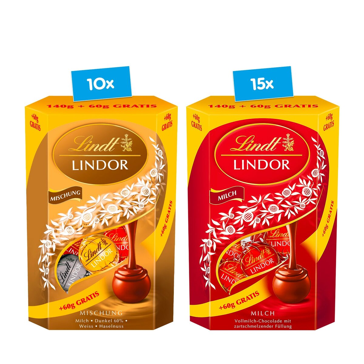 Bild 1 von Lindt Lindor Cornet 200 g, verschiedene Sorten, 25er Pack
