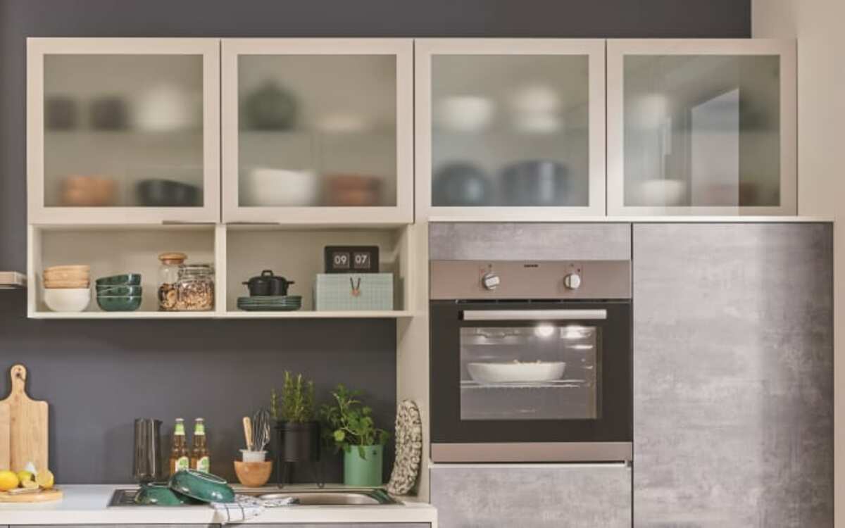 Bild 1 von Pino - Einbauküche PN 100, Beton perlgrau Nachbildung, inkl. Elektrogeräte