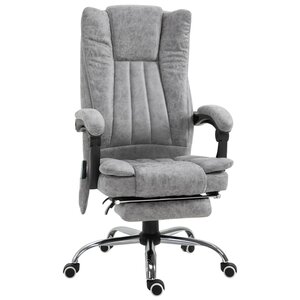 HOMCOM Bürostuhl mit Massage und Heizfunktion grau 62 x 67 x 113-120 cm (LxBxH) | Chefsessel Massagesessel Bürosessel PC-Stuhl