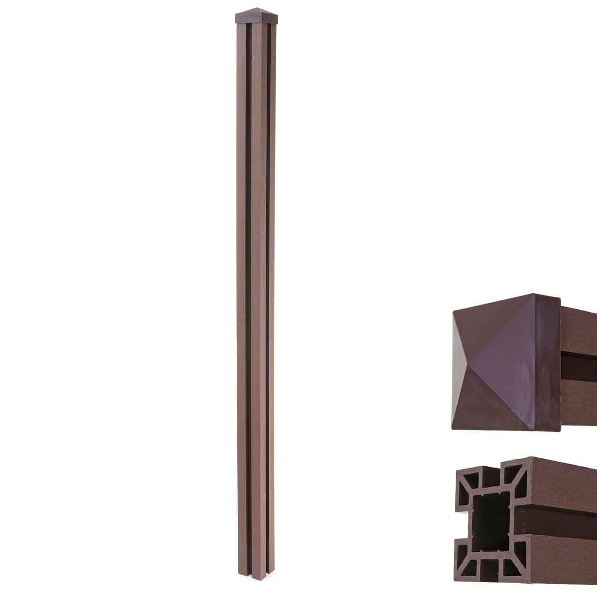 Bild 1 von WPC-Pfosten Savoie-WPC-Zaun, Pfeiler Pfahl, Stecksystem 1,88m ~ braun