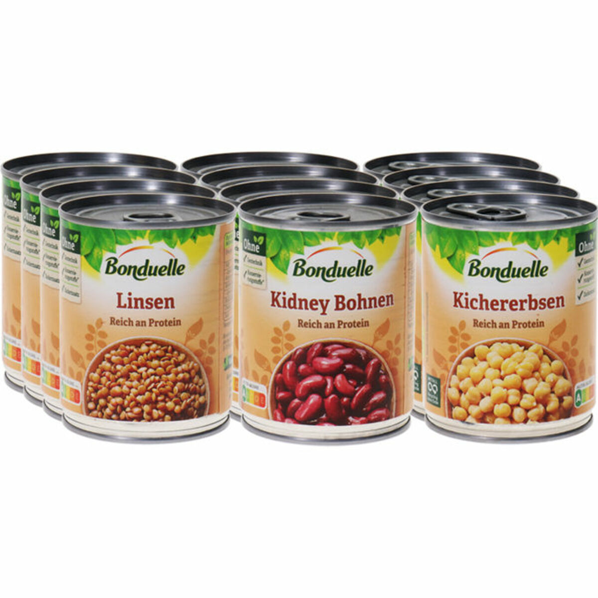 Bonduelle Linsen, Kidney Bohnen &amp; Kichererbsen, 12er Pack von Motatos ...