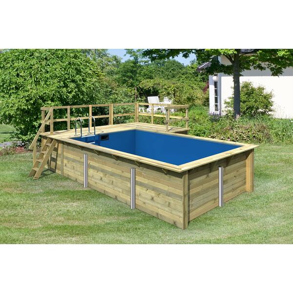 Bild 1 von Karibu   Rechteckiger kdi Massivholz Pool 350 x 530 cm   Set mit 2 Sonnenterrassen inkl.