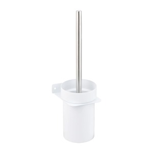 SOSmart24 PURE WHITE Klobürstenhalter aus Metall - Weiß Matt - NORDIC MINIMALISM - Toilettenbürstengarnitur Klobürste Toilettenbürste Bad WC