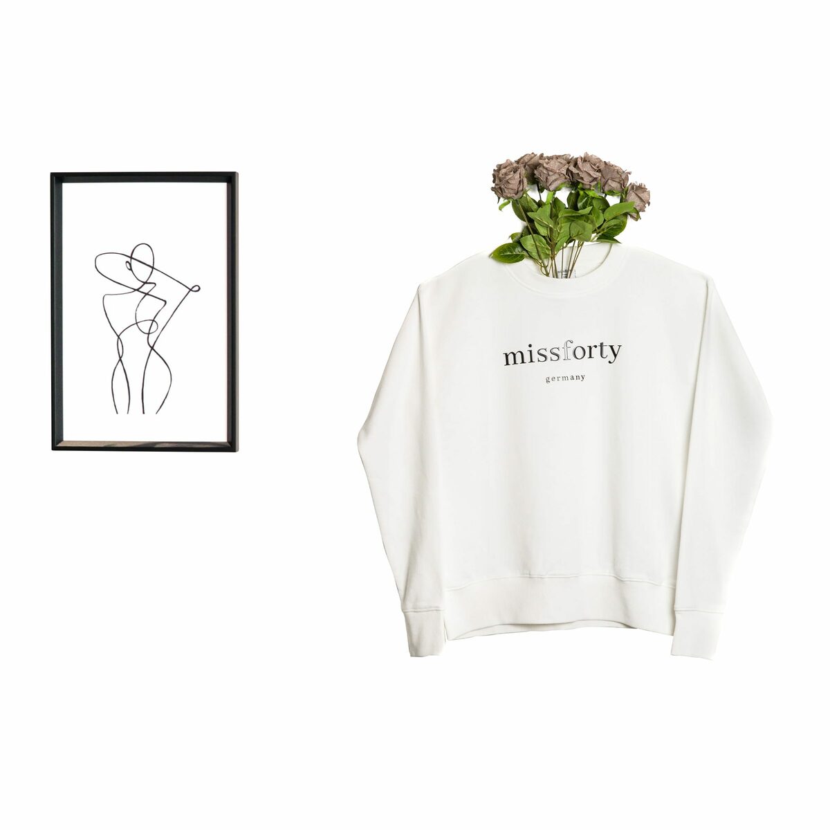 Bild 3 von missforty Sweatshirt Damen Sweatshirt Pulli Basic Sport ohne Kapuze Baumwolle Unifarben mit Logoprint, mit Print