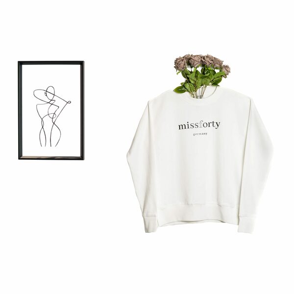Bild 3 von missforty Sweatshirt Damen Sweatshirt Pulli Basic Sport ohne Kapuze Baumwolle Unifarben mit Logoprint, mit Print