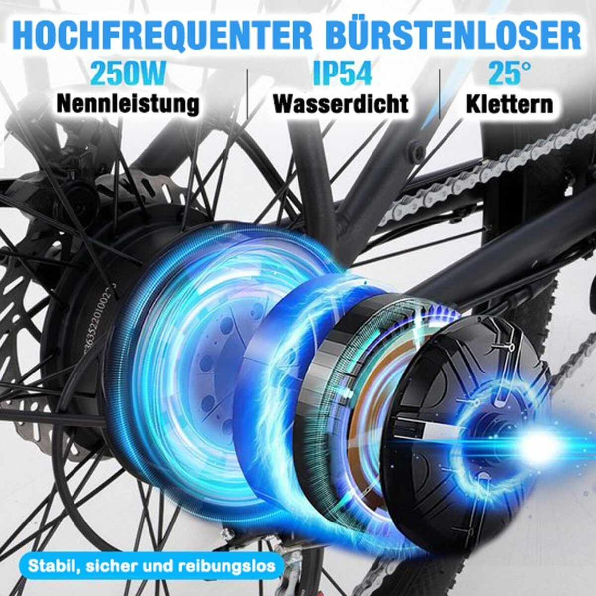 Bild 3 von HITWAY E-Bike 26 Zoll, 21 Gang Shimano, Kettenschaltung, 250W Starker bürstenloser Motor, 26" Elektro-Mountainbike 36V 12AH, 21-Gang-Shimano,250W Elektrofahrrad