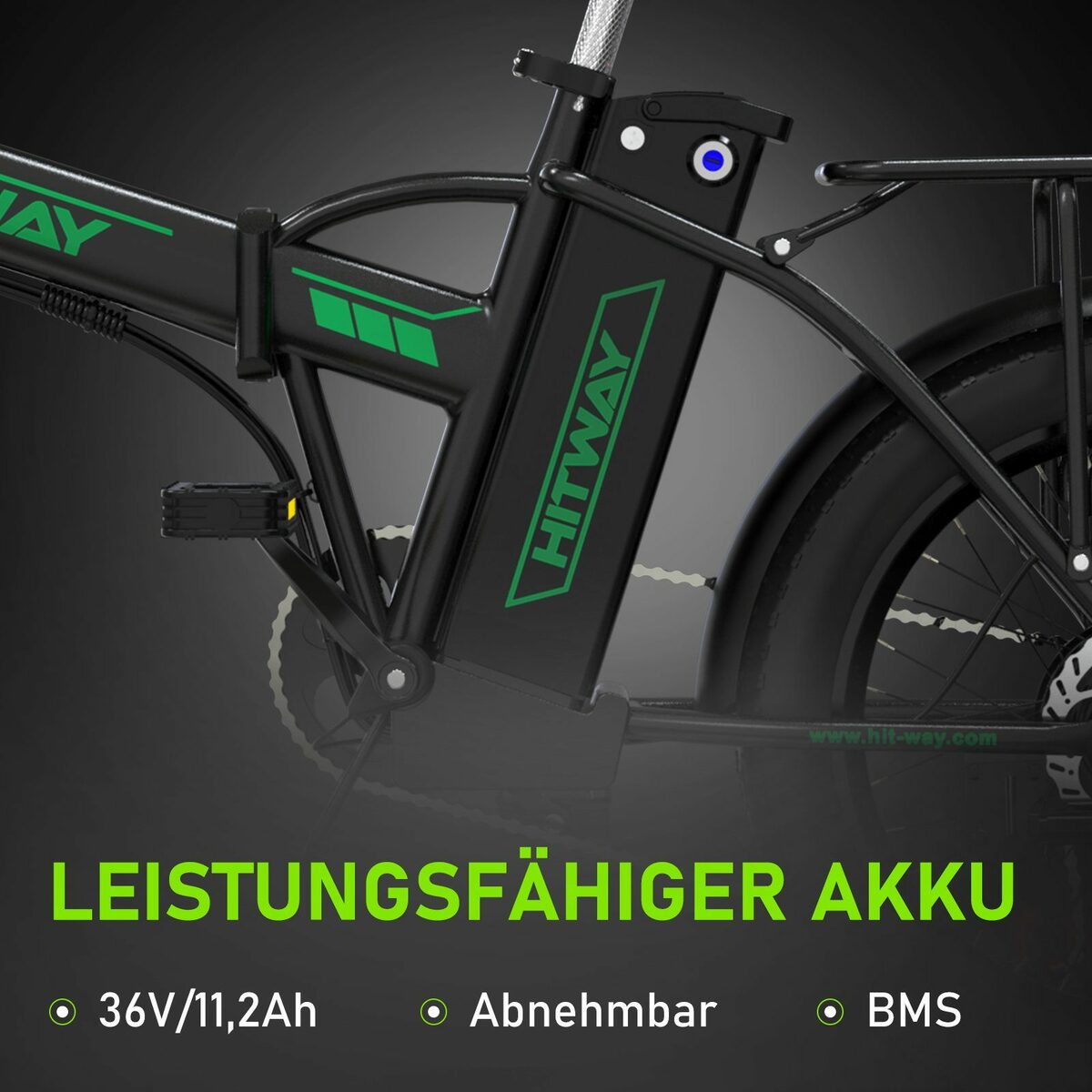 Bild 3 von HITWAY E-Bike Luftreifen 20" 3,0 Fat Tire klapprad,250W/36V/11,2Ah,Shimano 7 Gängen