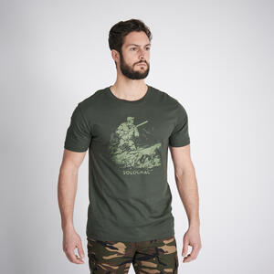 Jagd-T-Shirt Baumwolle 100 Jagdhund grün