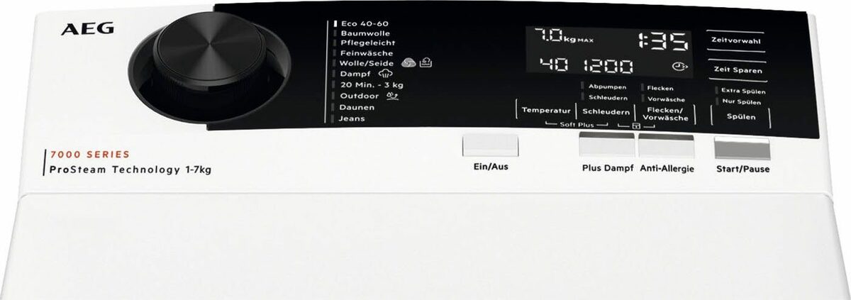 Bild 2 von AEG Waschmaschine Toplader LTR7C37STL 913143735, 7 kg, 1300 U/min, ProSteam - Dampf-Programm für 96 % weniger Wasserverbrauch