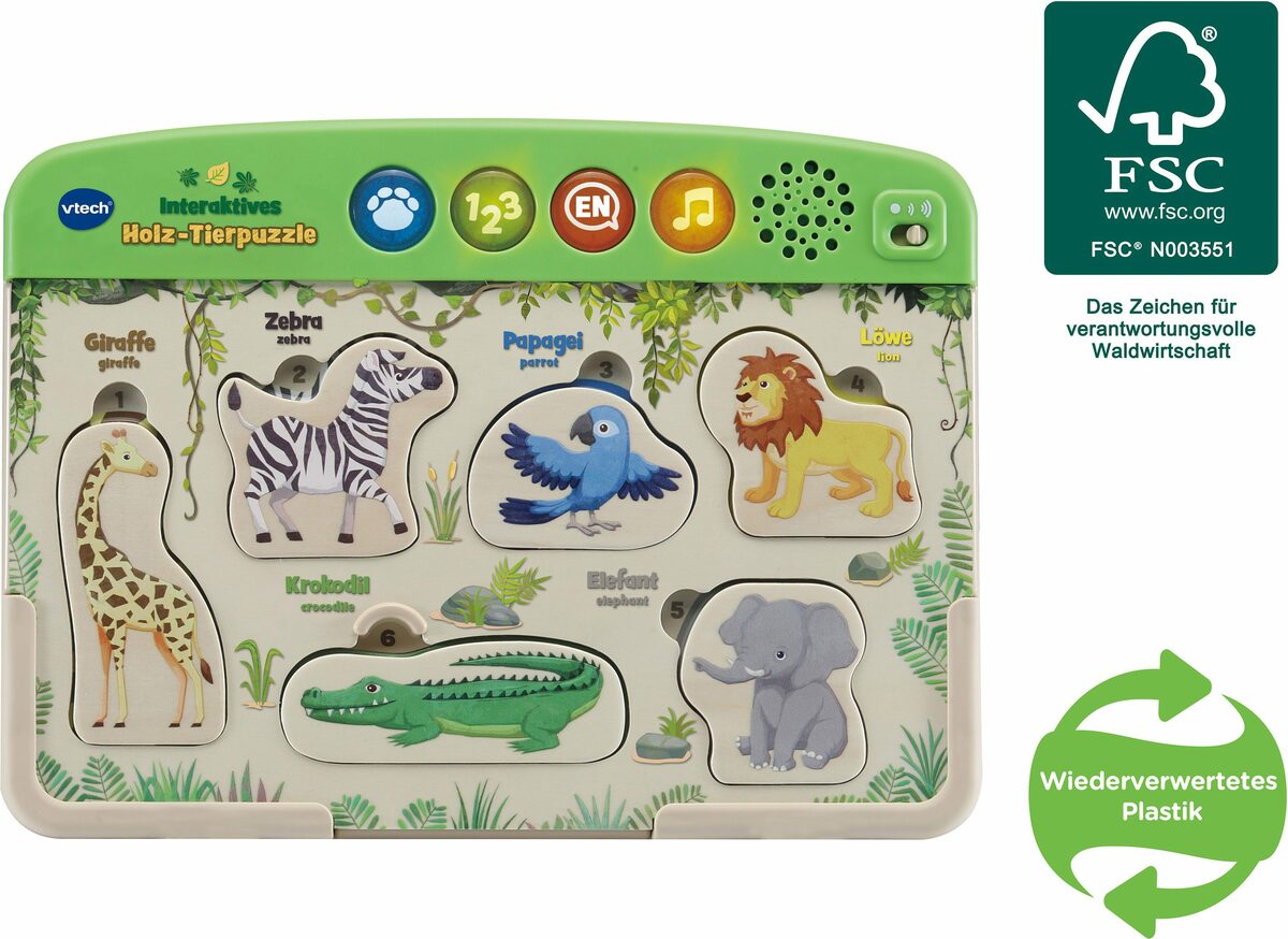 Bild 2 von Vtech® Steckpuzzle Holzspielzeug, VTechBaby, Interaktives Holz-Tierpuzzle, 6 Puzzleteile, mit Soundeffekten; FSC®- schützt Wald - weltweit
