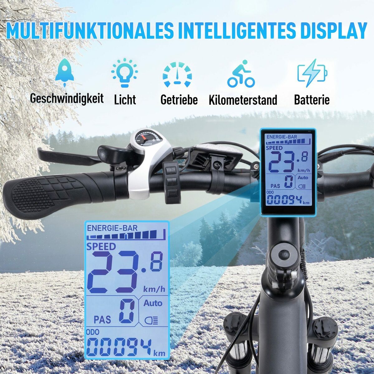 Bild 2 von HITWAY E-Bike 26 Zoll, 21 Gang Shimano, Kettenschaltung, 250W Starker bürstenloser Motor, 26" Elektro-Mountainbike 36V 12AH, 21-Gang-Shimano,250W Elektrofahrrad