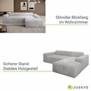 Bild 4 von Juskys Ecksofa Vals, modern, L-Form, Stoff, bequem, samtig wie Cord, breiter Sitz