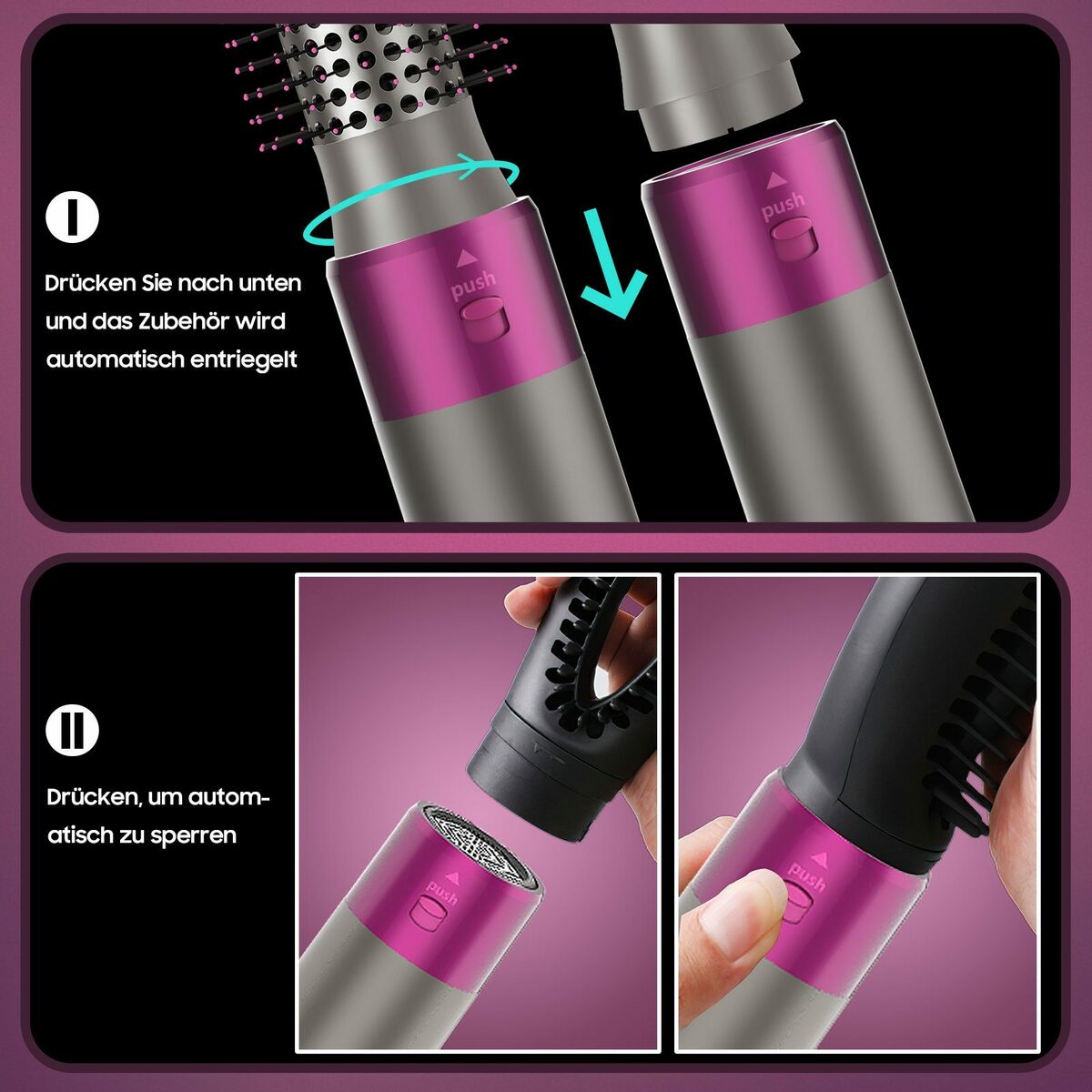 Bild 4 von Aoucheni Warmluftbürste Haartrockner Warmluftbürsten-Set, 5 IN 1 Föhnbürste, Multifunktionale Heißluftkamm, Curly Hot Air StylerHeißluftbürste