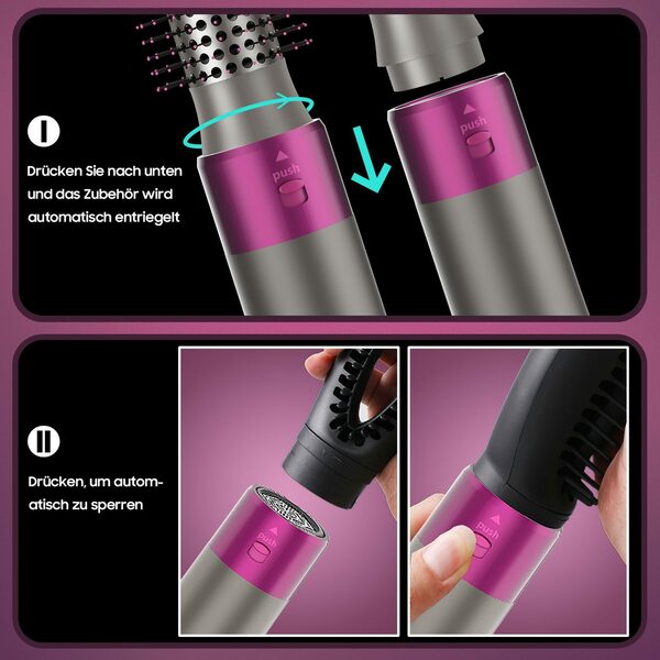 Bild 4 von Aoucheni Warmluftbürste Haartrockner Warmluftbürsten-Set, 5 IN 1 Föhnbürste, Multifunktionale Heißluftkamm, Curly Hot Air StylerHeißluftbürste