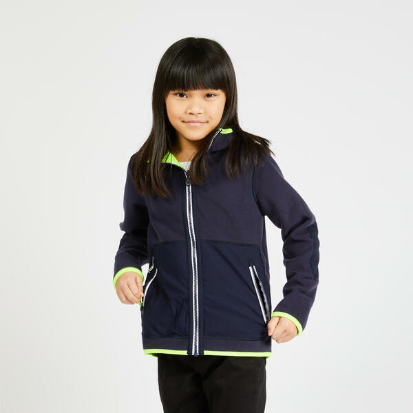 Bild 1 von Fleecejacke Segeln Kinder Sailing 500 warm wendbar marineblau/neongelb