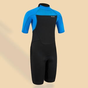 Neopren Shorty Surfen Jungen 500 1,5 mm blau/schwarz