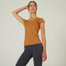 Bild 2 von T-Shirt Fitness 500 Slim Baumwolle V-Ausschnitt Damen braun