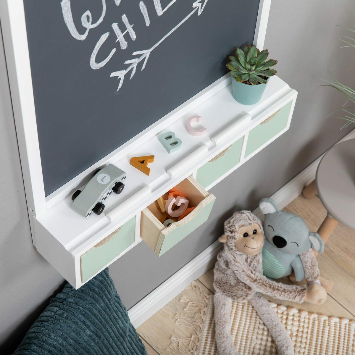 Bild 3 von MUSTERKIND® Wandtafel Juncus, weiß/mint