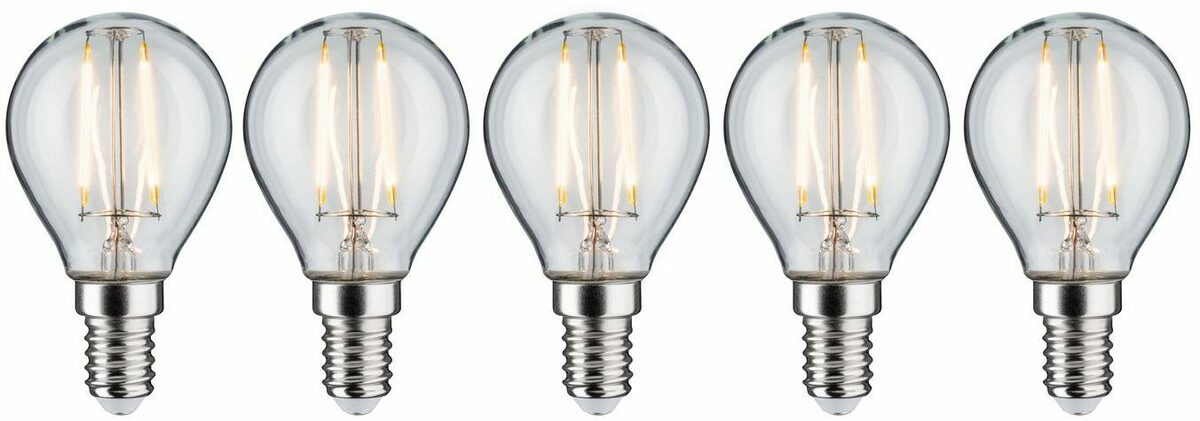 Bild 1 von Paulmann 5er Pack 4,8W Tropfen E14 klar dimmbar 2700K LED-Filament, E14, 5 St., Warmweiß