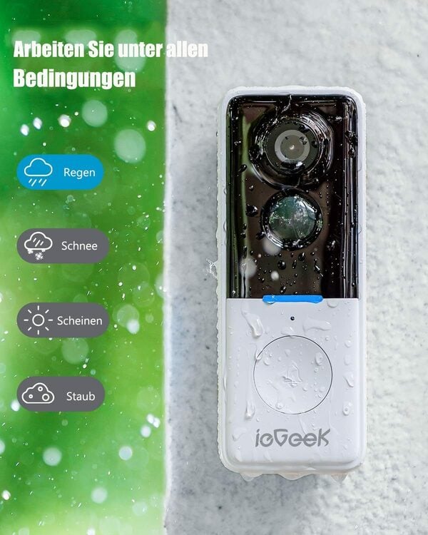 Bild 1 von ieGeek 1080P Video Türklingel mit Kamera, Kabellos Klingel Haustür Ausse Smart Home Türklingel (Außenbereich, Aussen, WiFi Smart Doorbell Kamera mit PIR Bewegungserkennung, 2-Wege-Audio, Nac