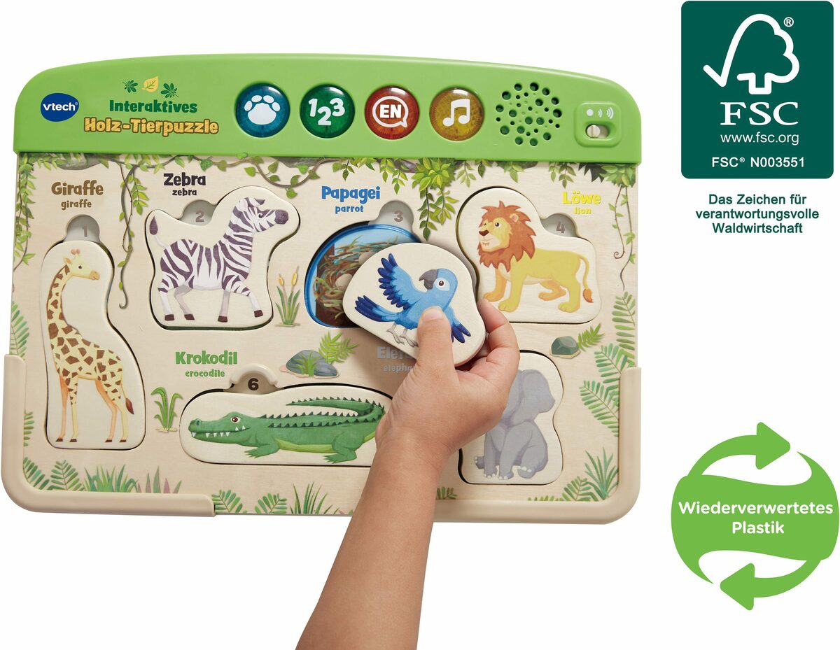 Bild 3 von Vtech® Steckpuzzle Holzspielzeug, VTechBaby, Interaktives Holz-Tierpuzzle, 6 Puzzleteile, mit Soundeffekten; FSC®- schützt Wald - weltweit