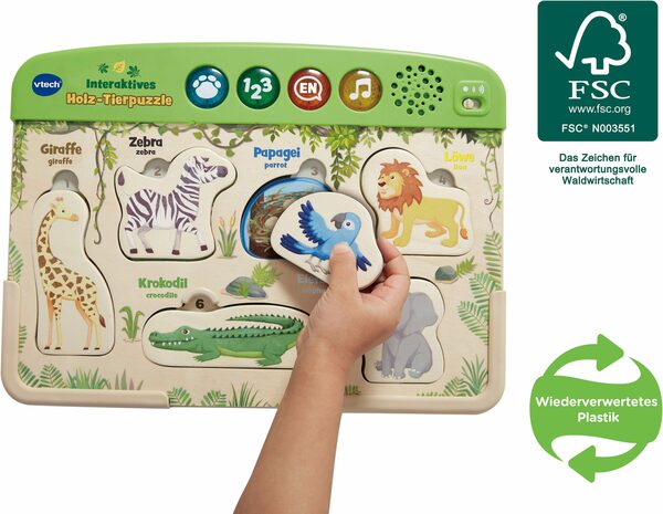 Bild 3 von Vtech® Steckpuzzle Holzspielzeug, VTechBaby, Interaktives Holz-Tierpuzzle, 6 Puzzleteile, mit Soundeffekten; FSC®- schützt Wald - weltweit