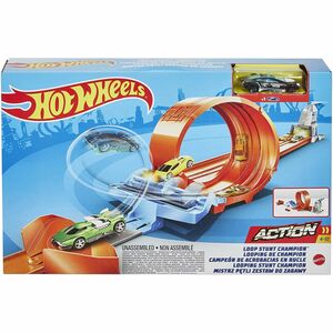 Mattel GTV13 - Hot Wheels - Action - Looping Stunt Champion, Track Set (1 zufälliges Fahrzeug enthalten)