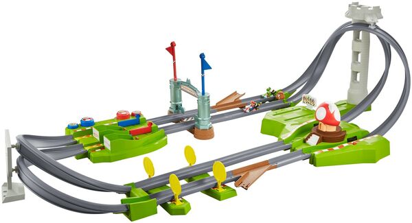 Bild 1 von Hot Wheels Mario Kart Mario Rundkurs Trackset Autorennbahn inkl 2 Spielzeugautos