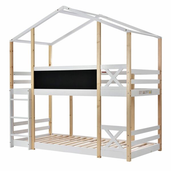 Bild 4 von Celya Kinderbett Kinderbett Baumhaus mit Speicherung und Rausfallschutz 90 x 200 cm, Lagertreppe, Neue Stile, Zertifizierung: EN747-1:2012+A1:2015&FSC, Etagenbett Hochbett für Kinder, 2x Latten