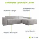 Bild 3 von Juskys Ecksofa Vals, modern, L-Form, Stoff, bequem, samtig wie Cord, breiter Sitz